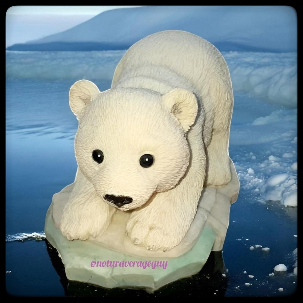 VINTAGE Playful Polar Bear Cub Resin Sculpture by CRYSTALLITE